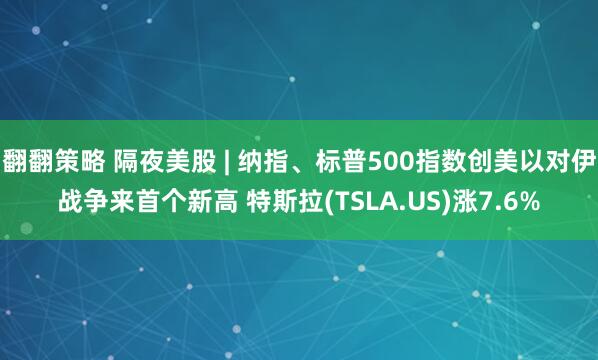 翻翻策略 隔夜美股 | 纳指、标普500指数创美以对伊战争来首个新高 特斯拉(TSLA.US)涨7.6%